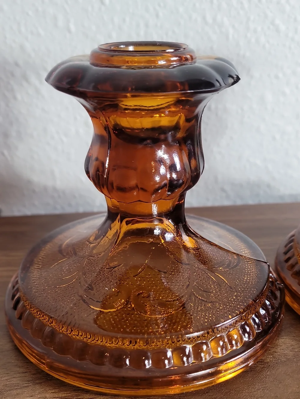 Vintage Tiara Indiana Glass Amber Taper Candle Holders Set of 2 Fall Moody